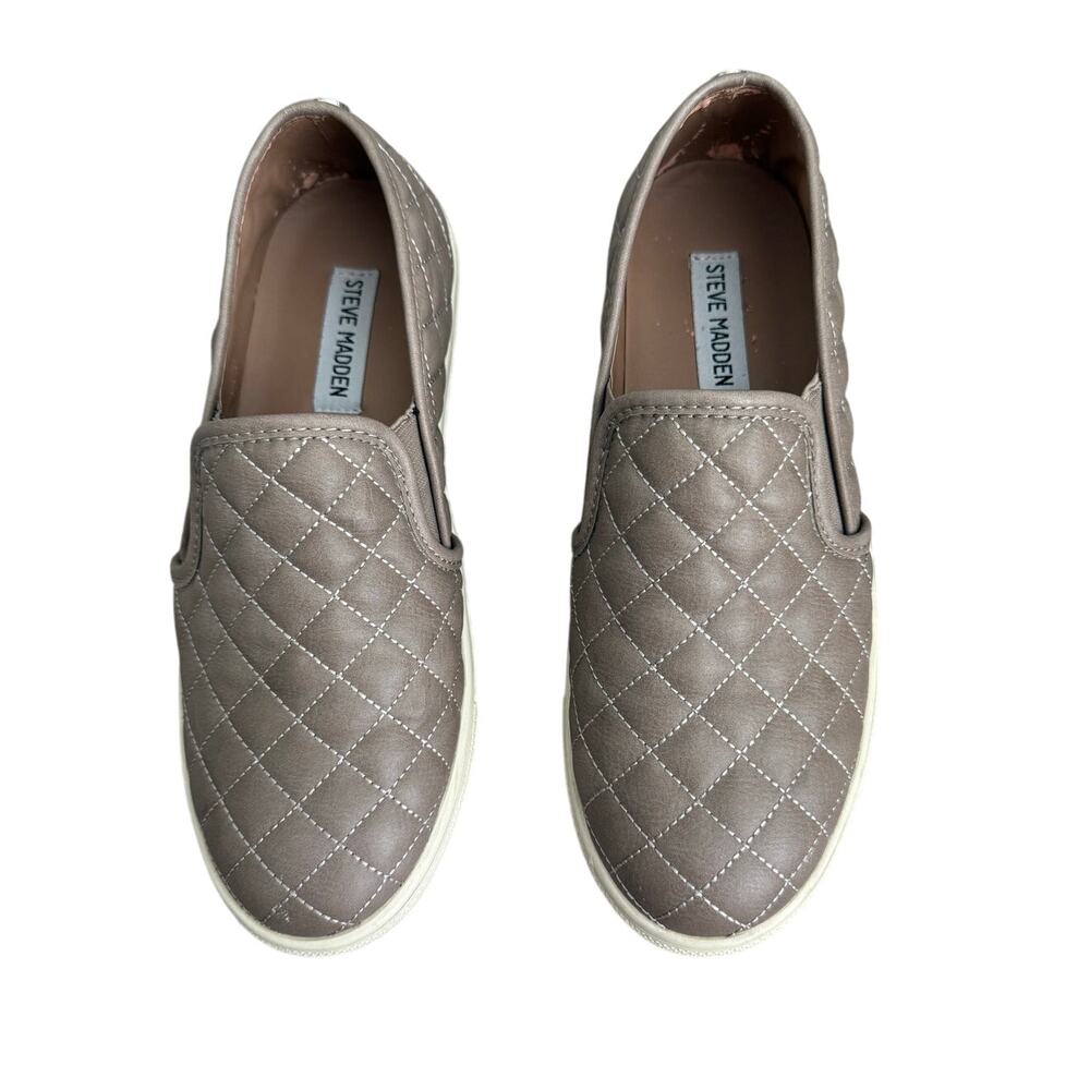Steve Madden Quilted Taupe Slip-On Sneakers